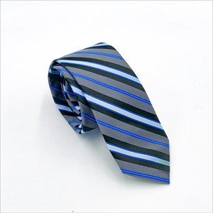 Blue, Gray Stripe Pattern Tie | J.Ferrar